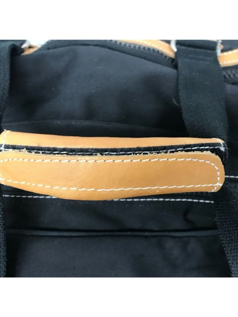 ATHALON Black Canvas Duffle Bag Shoulder Strap Expandable Leather Trim 19X15X13